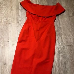 Aritzia Babaton Off the Shoulder Red Dress